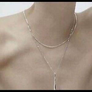 😎 JENNY BIRD Leana silver double chain necklace